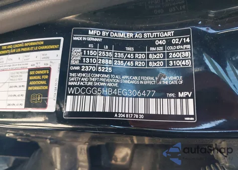 2014 Mercedes-Benz Glk 350 z USA, uszkodzony, nr VIN WDCGG5HB4EG306477